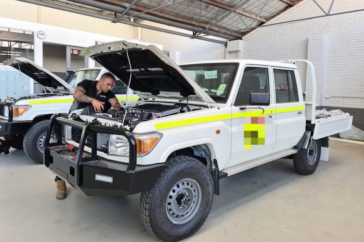 Mine spec vehicle fit out being conducted on a Hilux