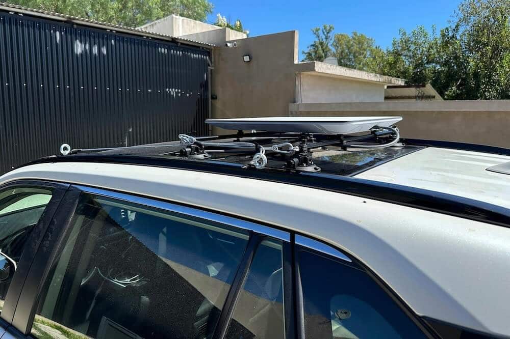 Starlink vehicle installation on a car