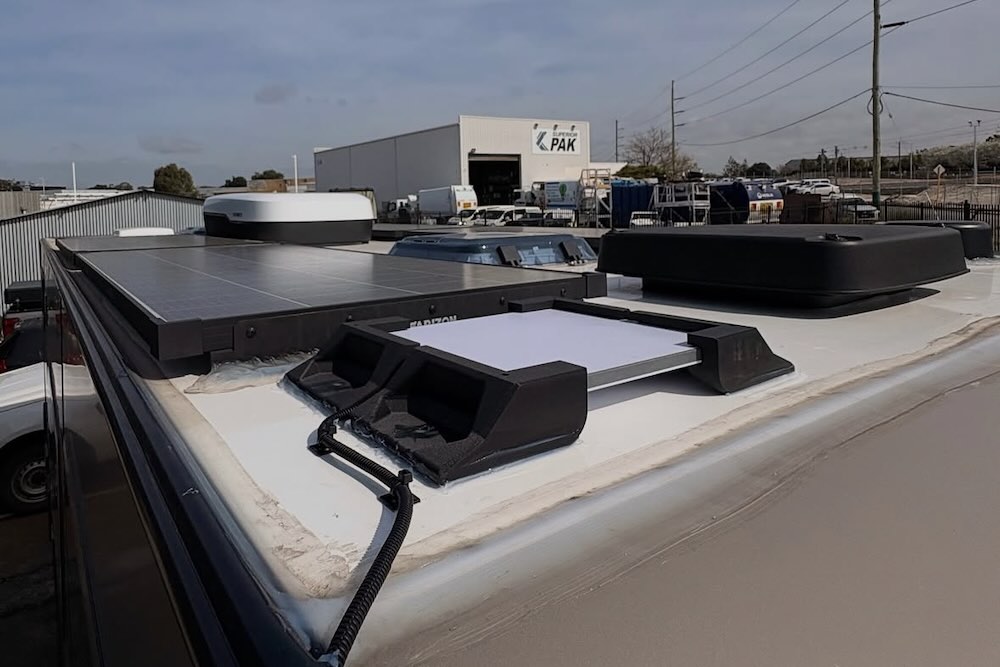 Starlink mounted to a caravan roof
